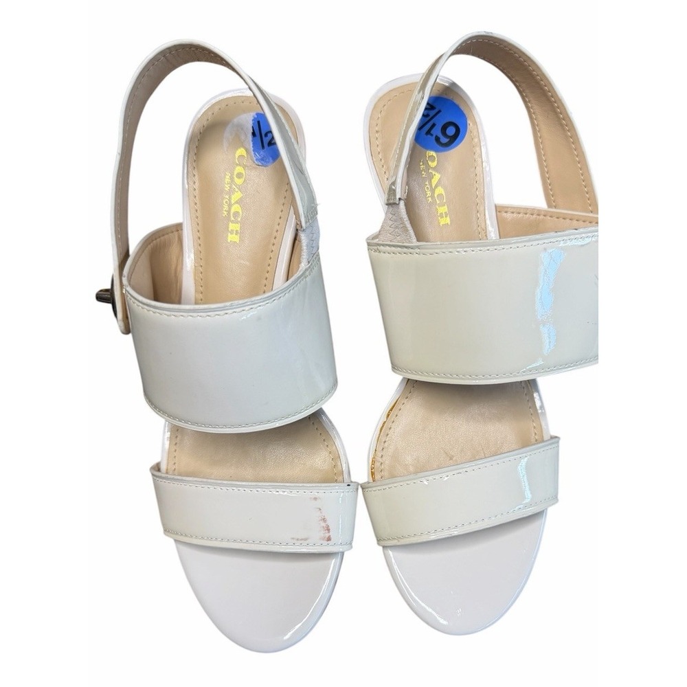 Coach White Patent Leather Slingback Sandals Heels Women's 6.5 B